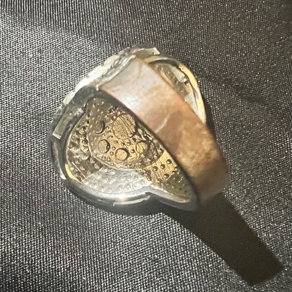 Statement Silver Tone Peruvian Sunburst Ring - image 5